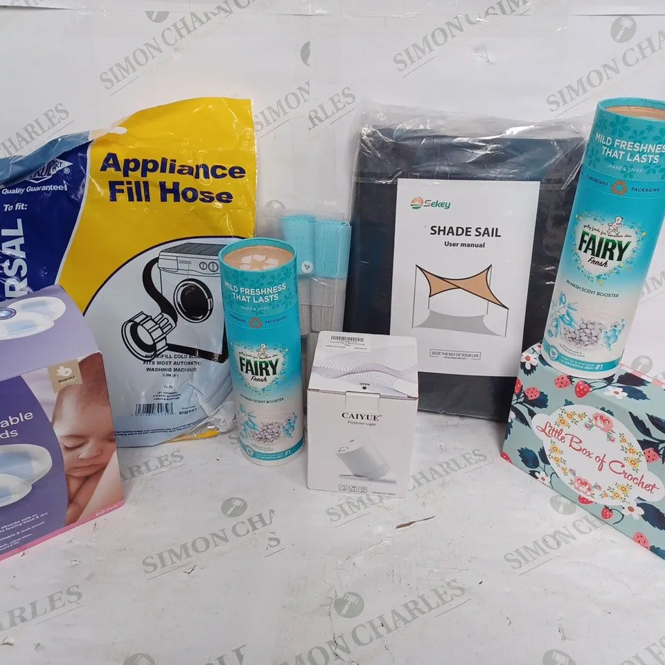 BOX TO CONTAIN APPROX. 18 X ASSORTED HOUSEHOLD PRODUCTS, INCLUDES BREAST PADS, KNITTING ITEMS, FABRIC PRODUCTS ETC 
