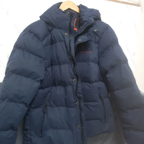 SUPERDRY HOODED MICROFIBRE SPORTS PADDED COAT - DARK BLUE SIZE 2XL