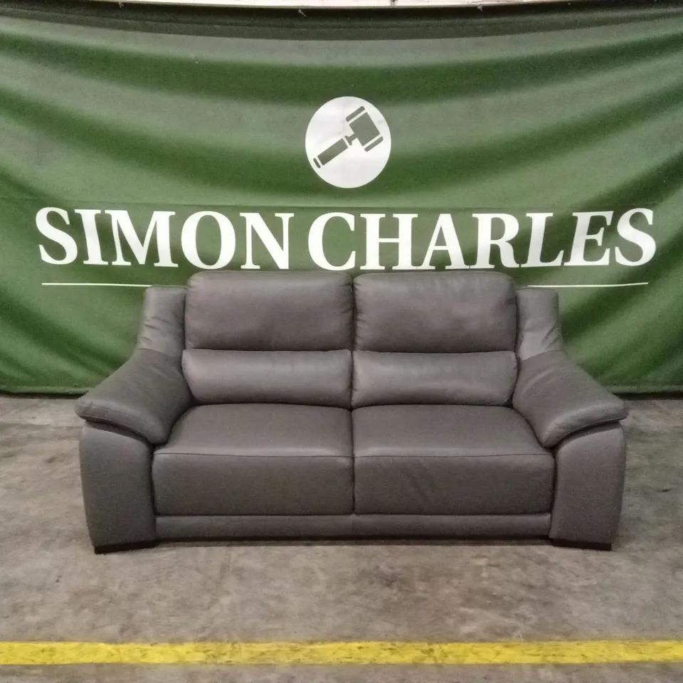 QUALITY DESIGNER ITALIAN MADE DEGANO 3 SEATER LEATHER SOFA - ANTHRACITE 