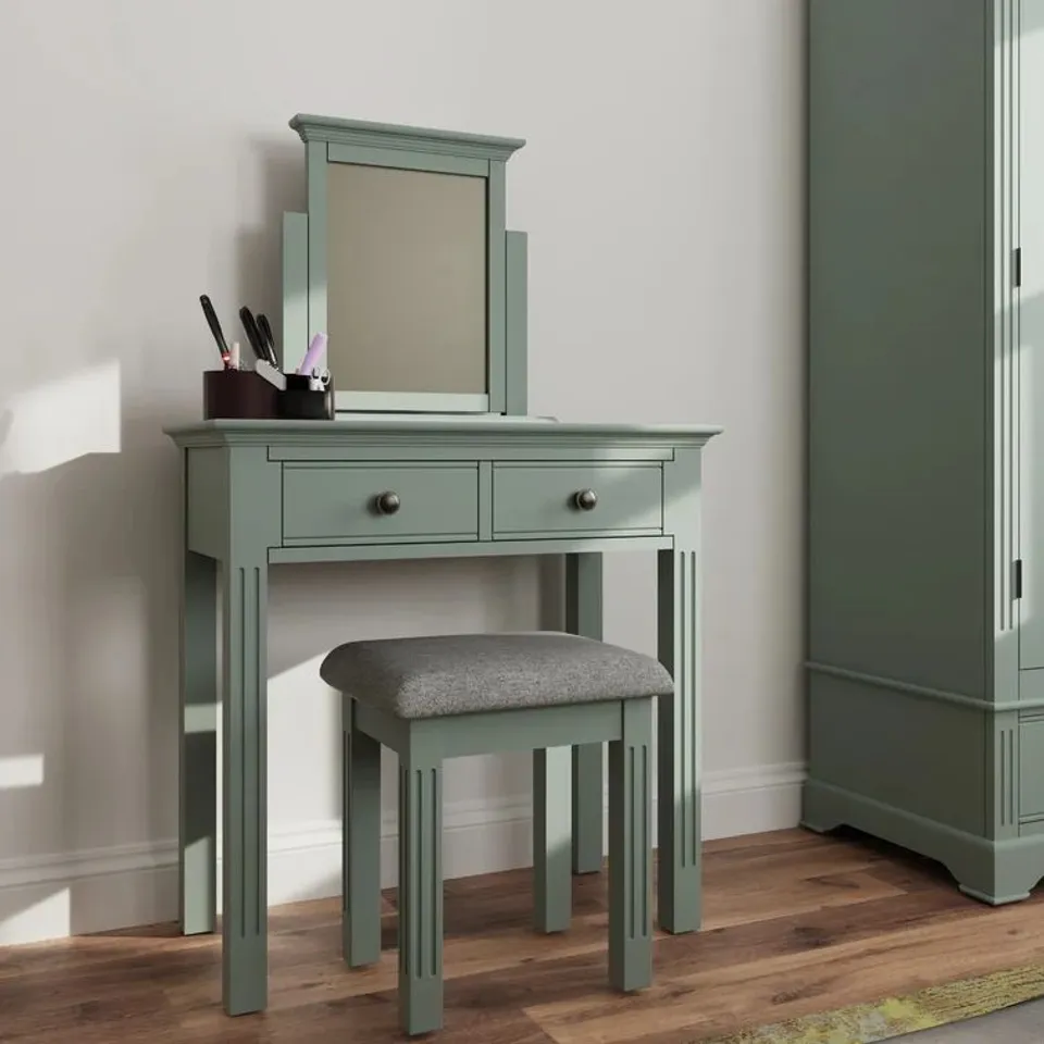 BOXED NATE 48CM TALL SOLID WOOD DRESSING TABLE STOOL