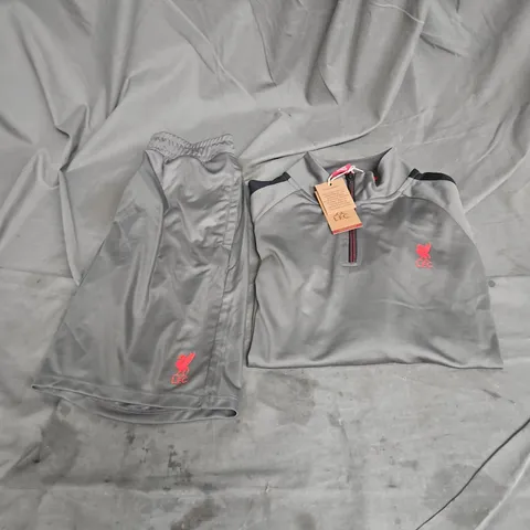 LFC 1.4 ZIP TOP & SHORTS SET IN GREY/RED SIZE 11-12YRS