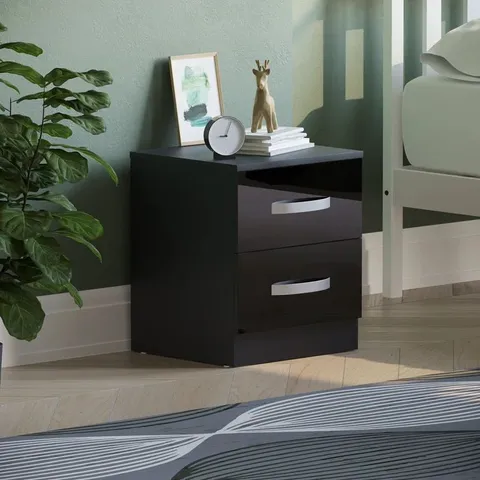 BOXED ARKADIJ 2 DRAWER BEDSIDE TABLE (1 BOX)