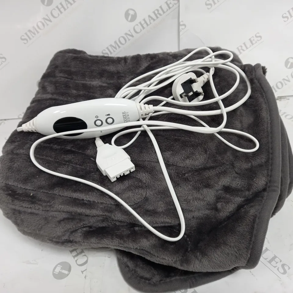 COZEE HOME VELVETSOFT HEATED THROW IN CHARCOAL 