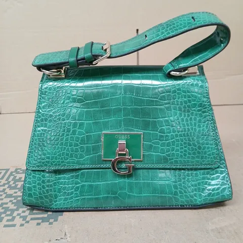 GUESS GREEN CROCODILE-EMBOSSED HANDBAG