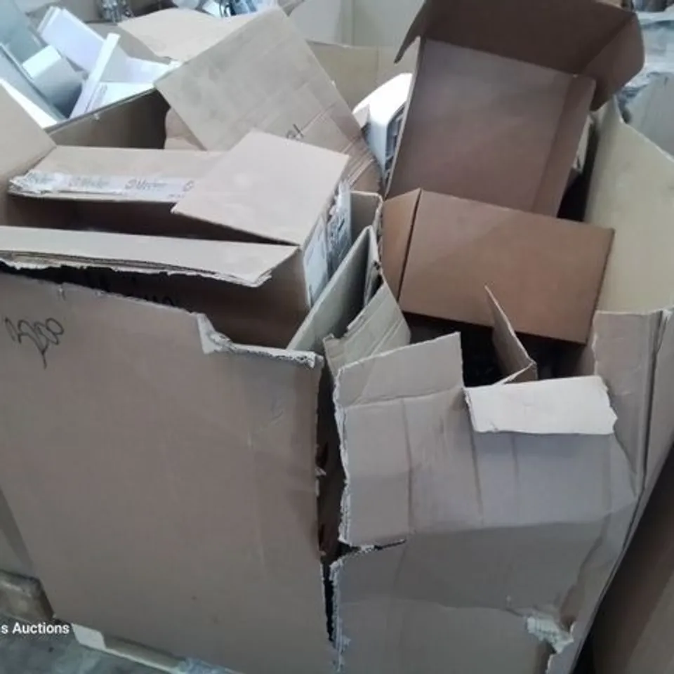 PALLET OF ASSORTED ITEMS, INCLUDING, MASIMO PATIENT HOSE ADAPTERS 4", DONWAY PATIENT RESTRAINT STRAPS, MASIMO PROBE WELL KITS, CABLES, PAPER TOWEL DISPENCERS. 