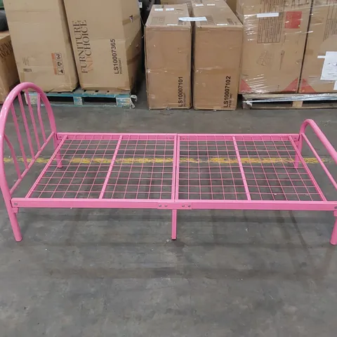 DESIGNER 3FT SINGLE METAL PINK BED FRAME  