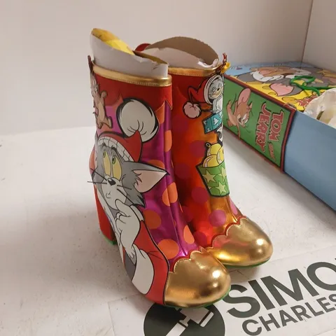 TOM & JERRY ' HEELS – MULTICOLOURED CARTOON BOOTS UK 8.5