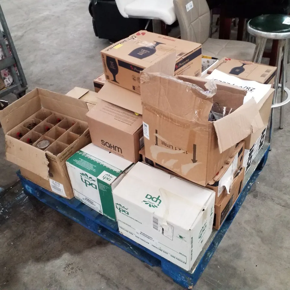 PALLET CONTAINING ASSORTED GLASSWARE 