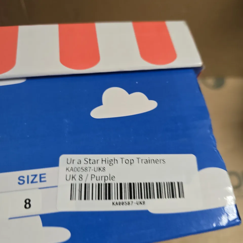 BOXED PAIR OF KOI X KETNIPZ UR A STAR HIGH TOP TRAINERS –UK 8