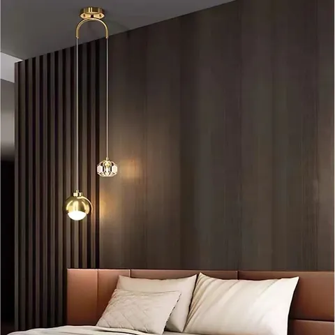 BOXED 2- LIGHT SPHERE CHANDELIER CEILING LIGHT WITH GLASS ACCENTS 