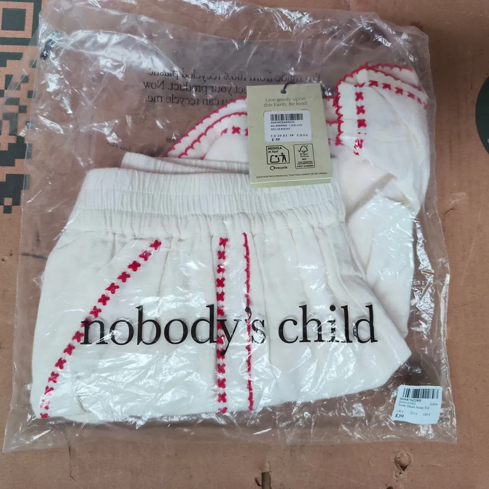 BAGGED NOBODY'S CHILD MILOS SHORTS IN CREAM SIZE UK 10