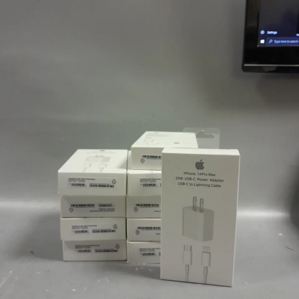 LOT OF 10 APPLE IPHONE CHARGERS 20W USB-C POWER ADAPTER USB-C TO LIGHTNING CABLE