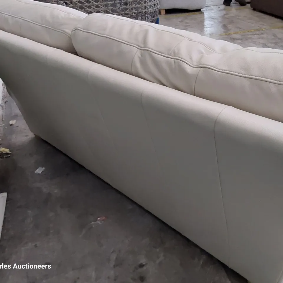 QUALITY BRITISH DESIGNER G PLAN WASHINGTON THREE SEATER SOFA CAPRI STONE LEATHER WITH SPARE LEATHER PIECES