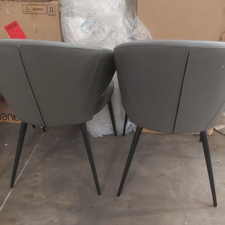 SET OF 4x DANETTI LANDON DARK GREY LEATHER DINING CHAIRS