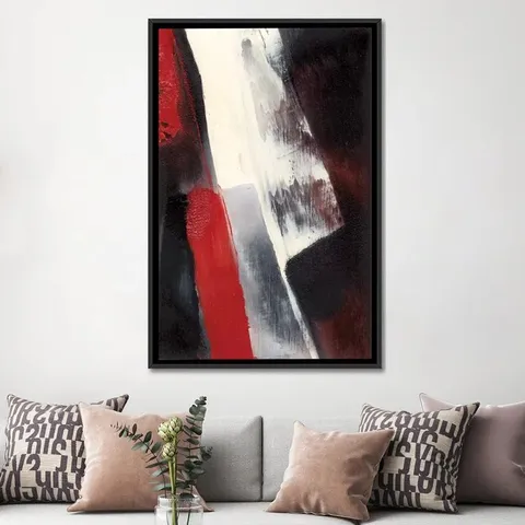 BOXED RED STREAK I BY SHARON GORDON - WRAPPED CANVAS PRINT