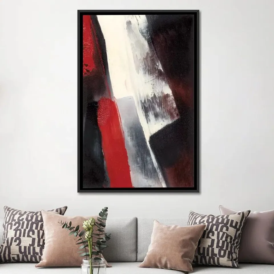 BOXED RED STREAK I BY SHARON GORDON - WRAPPED CANVAS PRINT
