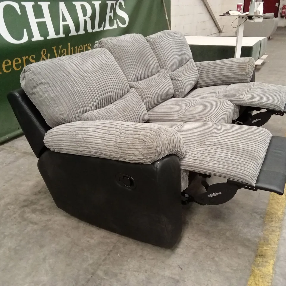 SIENNA FABRIC/FAUX LEATHER HIGH BACK 3 SEATER RECLINER SOFA RRP £849