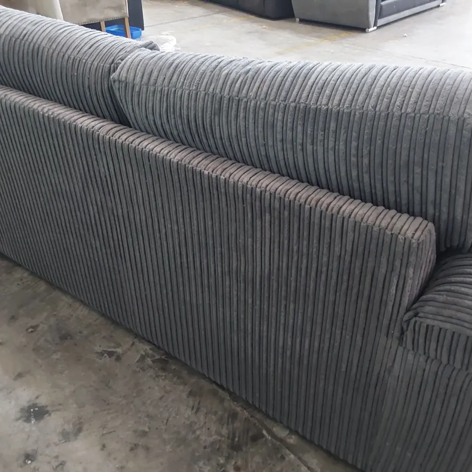 DESIGNER THREE SEATER SOFA GREY JUMBO CHORD 