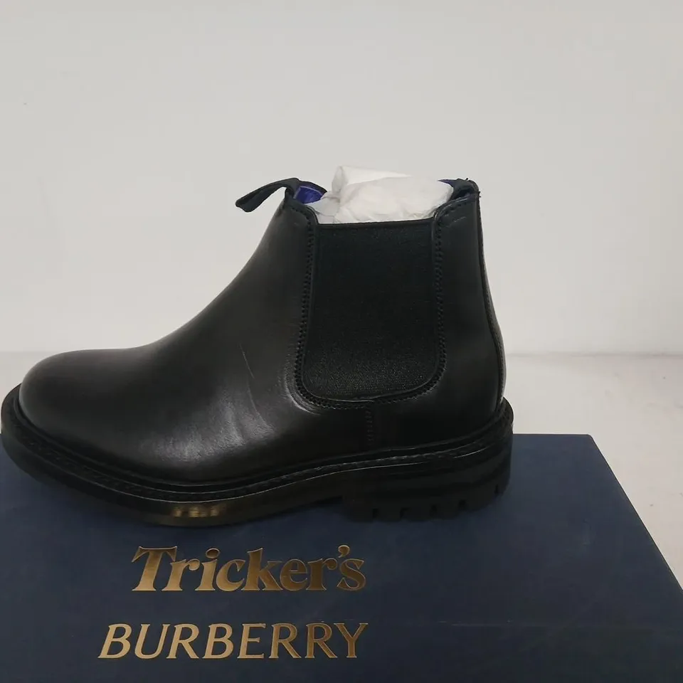 BURBERRY X TRICKER'S BLACK LEATHER CHELSEA BOOTS – ANKLE BOOTS, BOXED SIZE 2