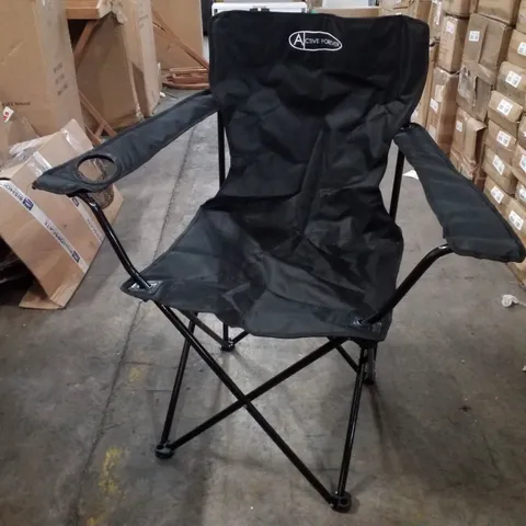 BOXED ACTIVE FOREVER FOLDING CAMPING CHAIRS WITH CUP HOLDER - BLACK