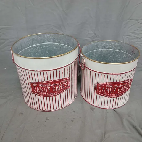 PAIR OF VINTAGE CANDY CANE TINS – OLD FASHIONED CANDY CANES