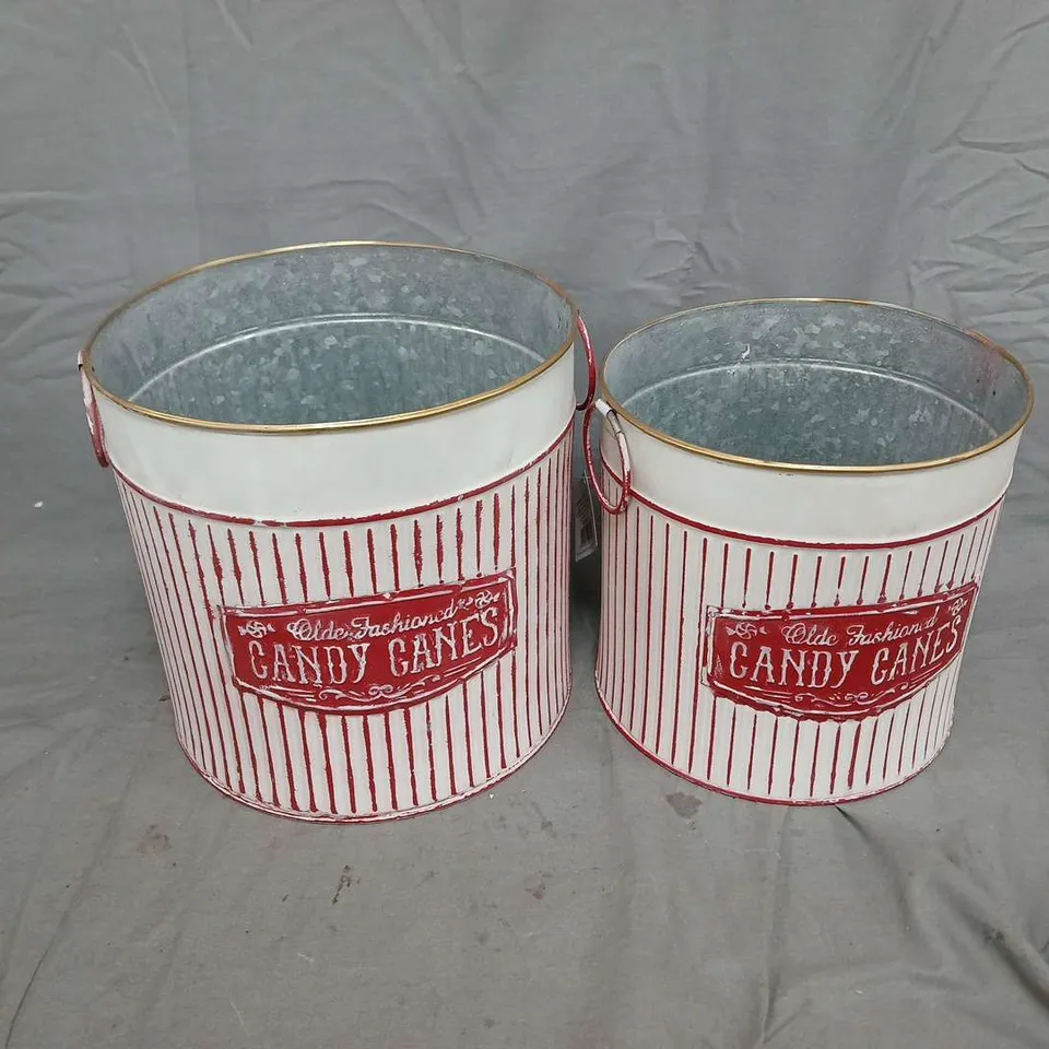 PAIR OF VINTAGE CANDY CANE TINS – OLD FASHIONED CANDY CANES
