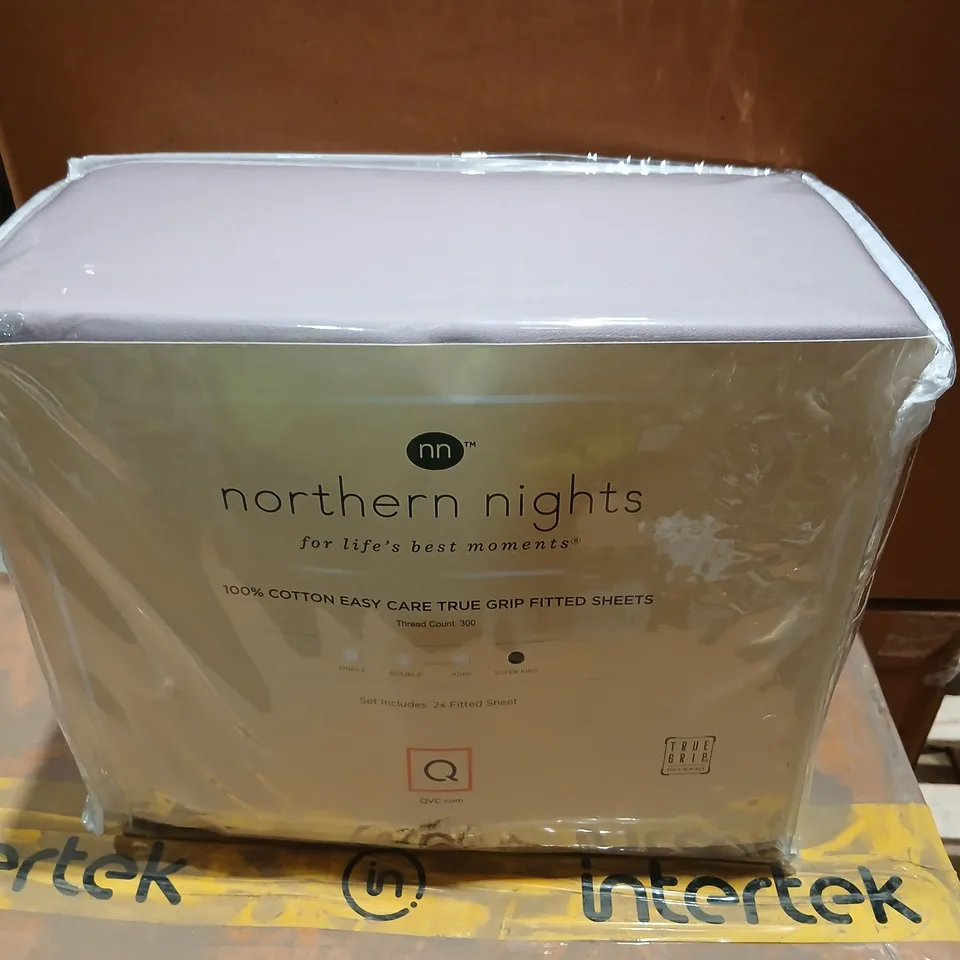 THREE PACKS NORTHERN NIGHTS SUPER KING SIZE PURPLE 100% COTTON EASY CARE SET OF TWO FITTED SHEETS