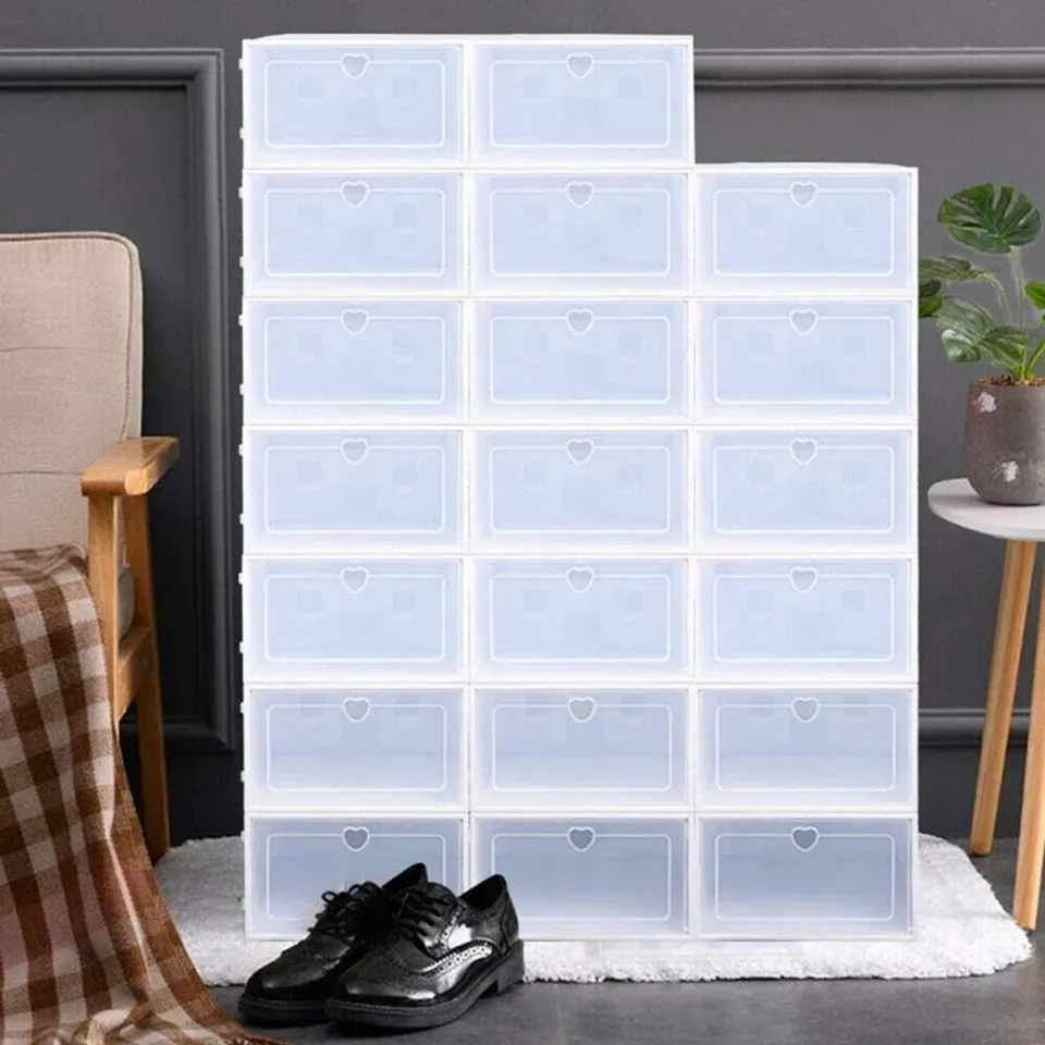 BOXED 20 PAIR STACKABLE SHOE STORAGE BOX (SET OF 20)