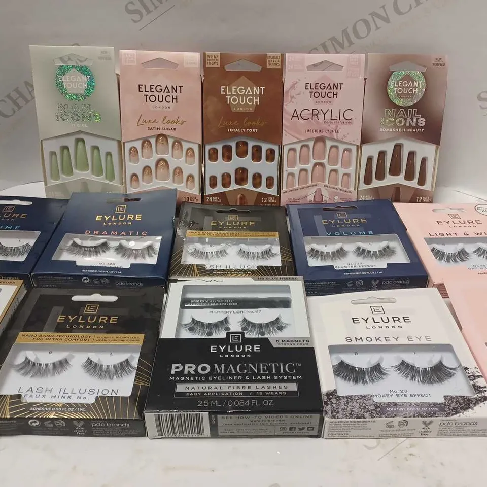 LOT OF APPROX 15 ASSORTED FALSE NAILS AND FALSE EYELASHES 