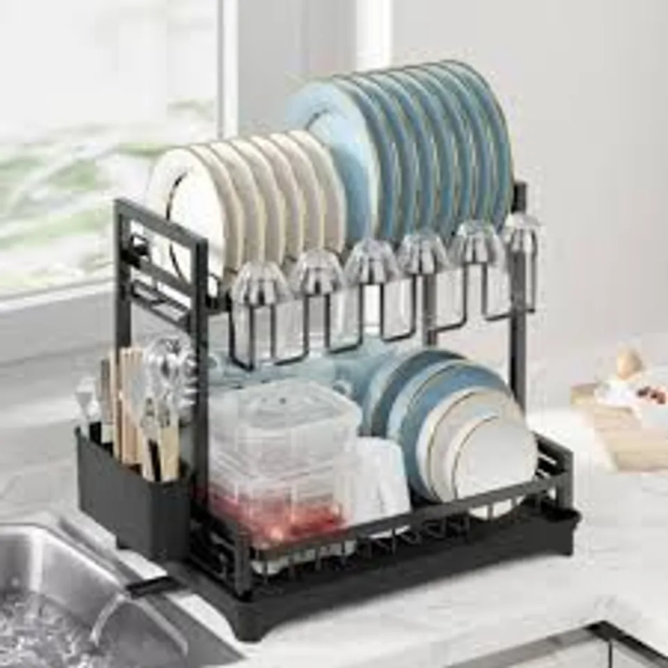 BOXED NEO  BLACK 2 TIER CHROME PLATE DISH DRAINER (1 BOX)