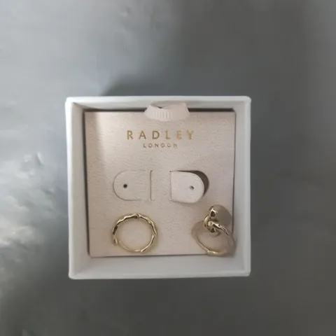 RADLEY 18CT GOLD PLATED PADLOCK HEART CHARM HOOP EARRINGS