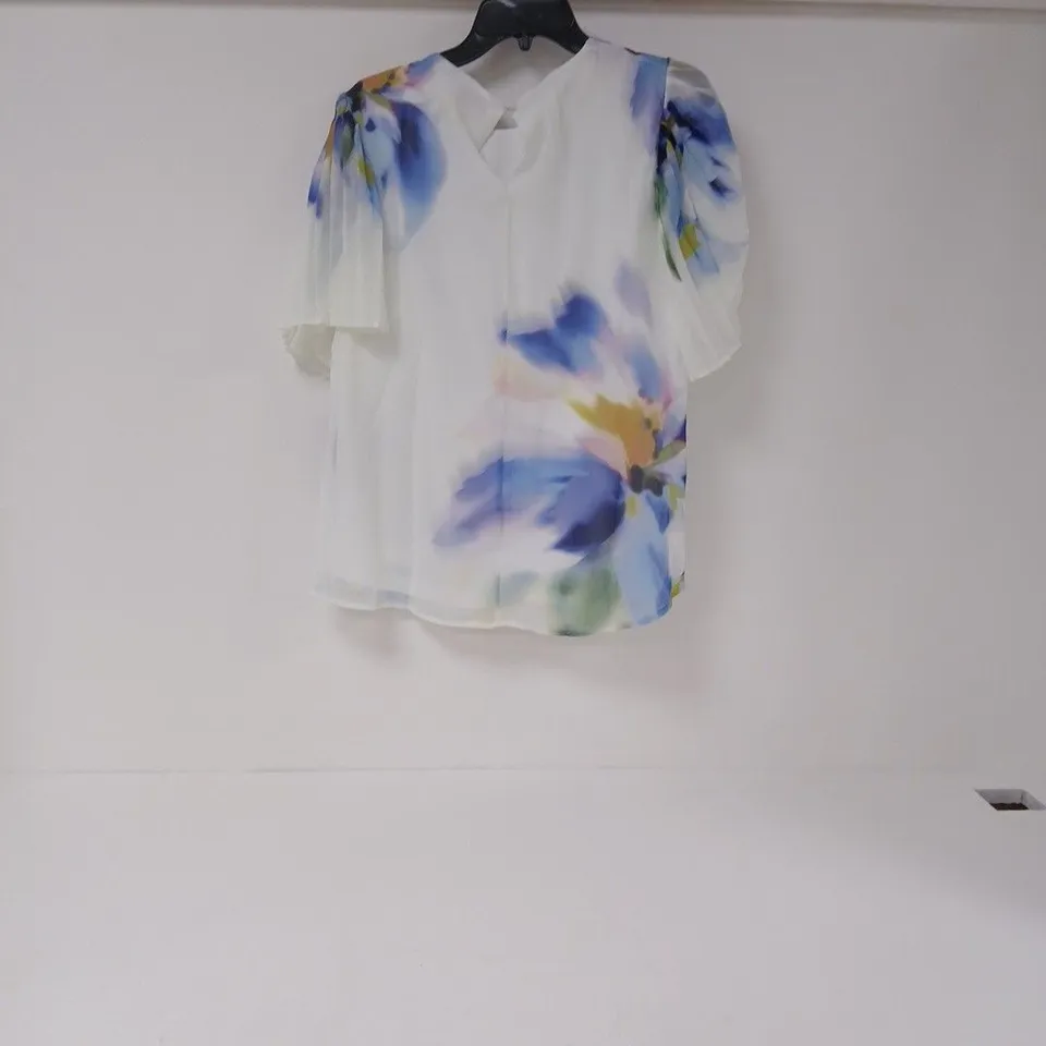 KALEIDOSCOPE - WOMEN'S FLORAL PRINT BLOUSE WITH PLEATED SLEEVES - UK 12