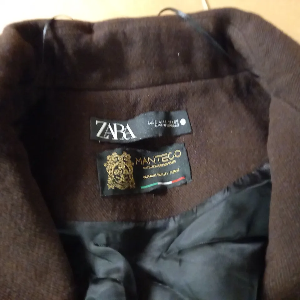 ZARA MANTECO BELTED MAXI COAT IN BROWN - EUR S