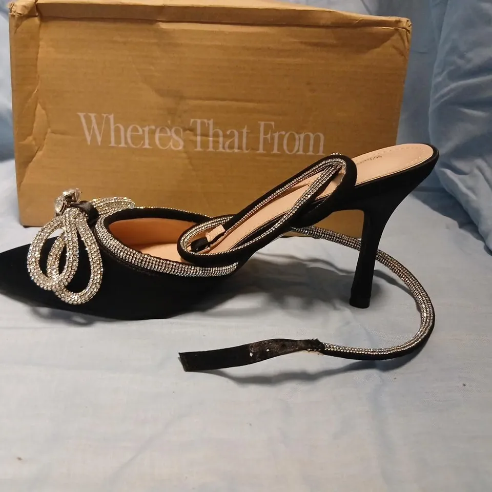 ZA666 BLACK SATIN SANDALS WITH RHINESTONE STRAPS – UK 7 (EU 40, US 9)