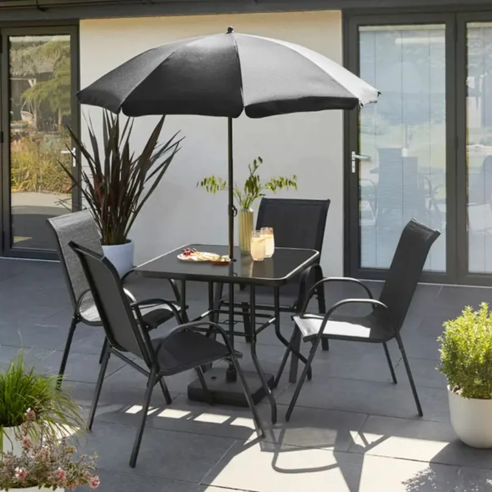BOXED 6 PIECE METAL GARDEN DINING SET (1 BOX)