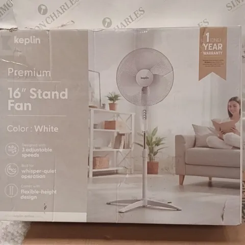 BOXED 16" STANS FAN WHITE 