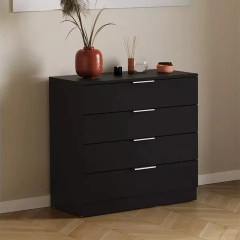 BOXED VIDA TREGA 4 DRAWER CHEST - BLACK (1 BOX)
