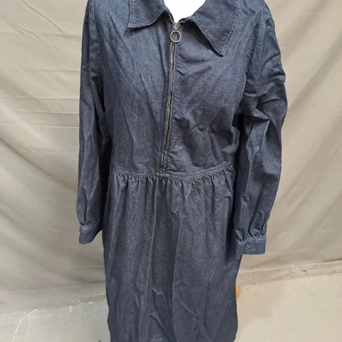 MONSOON ALANA DENIM ZIP DRESS IN INDIGO SIZE M