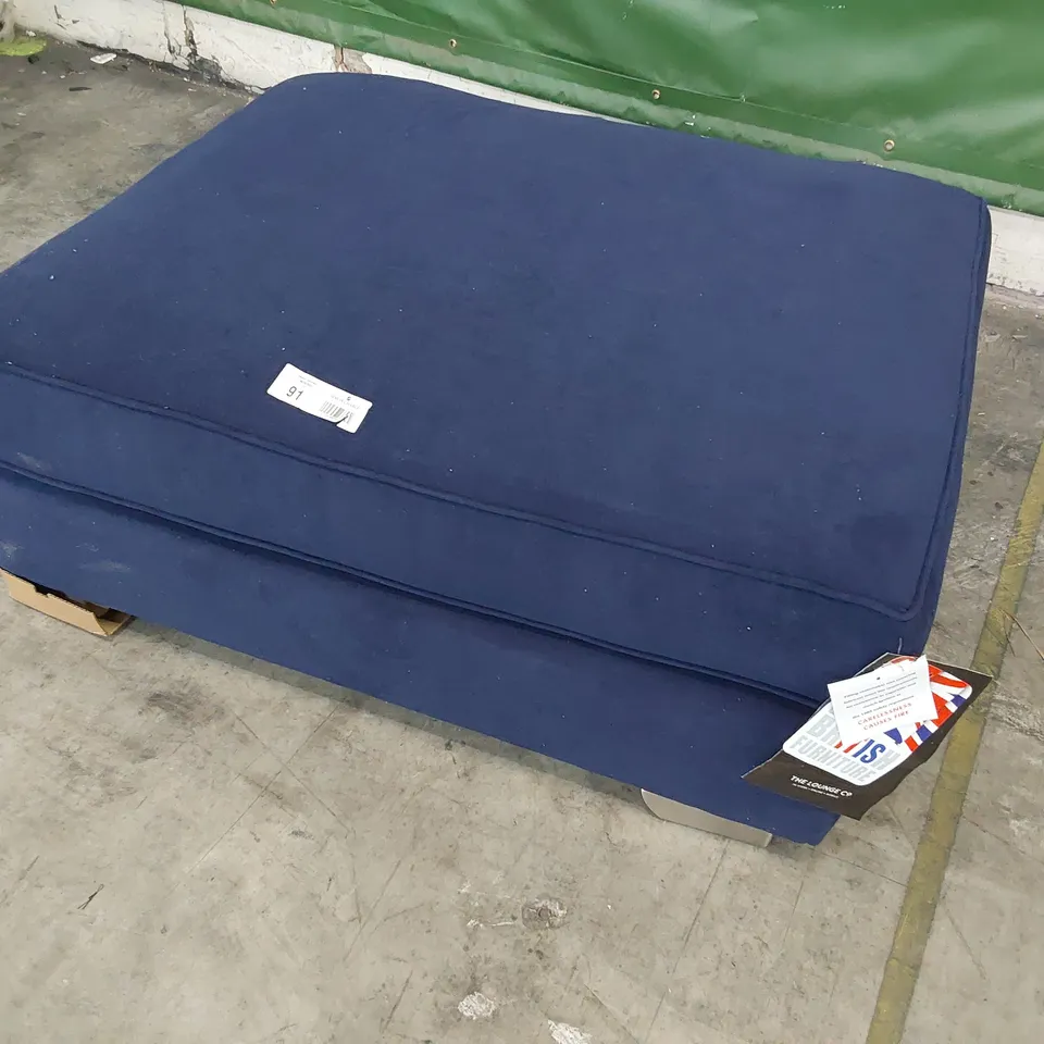 QUALITY BRITISH DESIGNER LOUNGE Co. LARGE RECTANGULAR FOOTSTOOL PLUSH BLUE FABRIC 