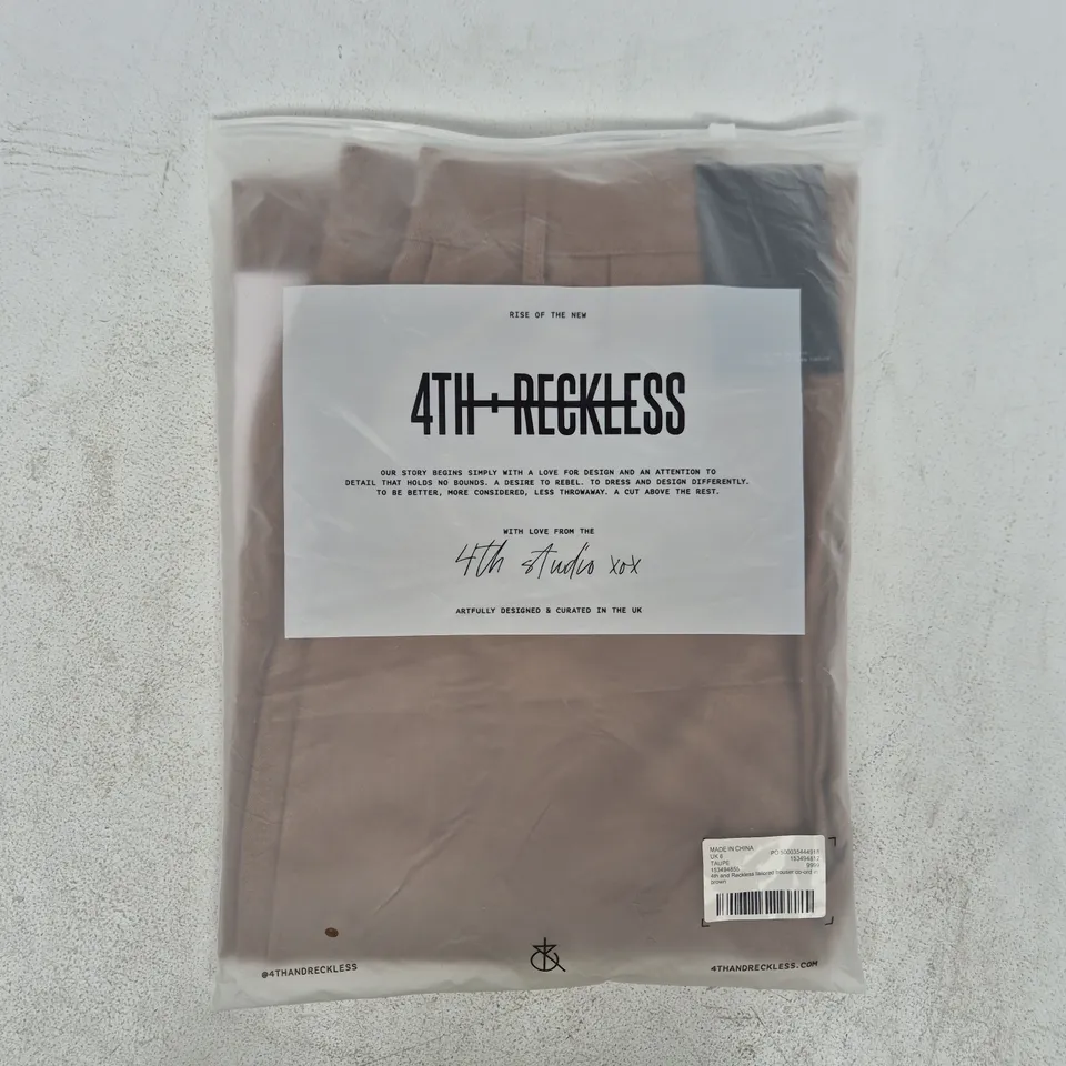 BAGGED 4TH RECKLESS TAILORED TROUSER CO-ORD IN BROWN SIZE UK 6