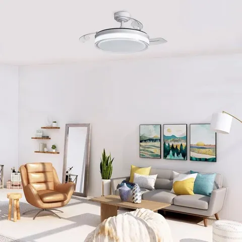 BOXED 106CM ANETO LED CEILING FAN 45W 4900 LM CCT RETRACTABLE BLADES