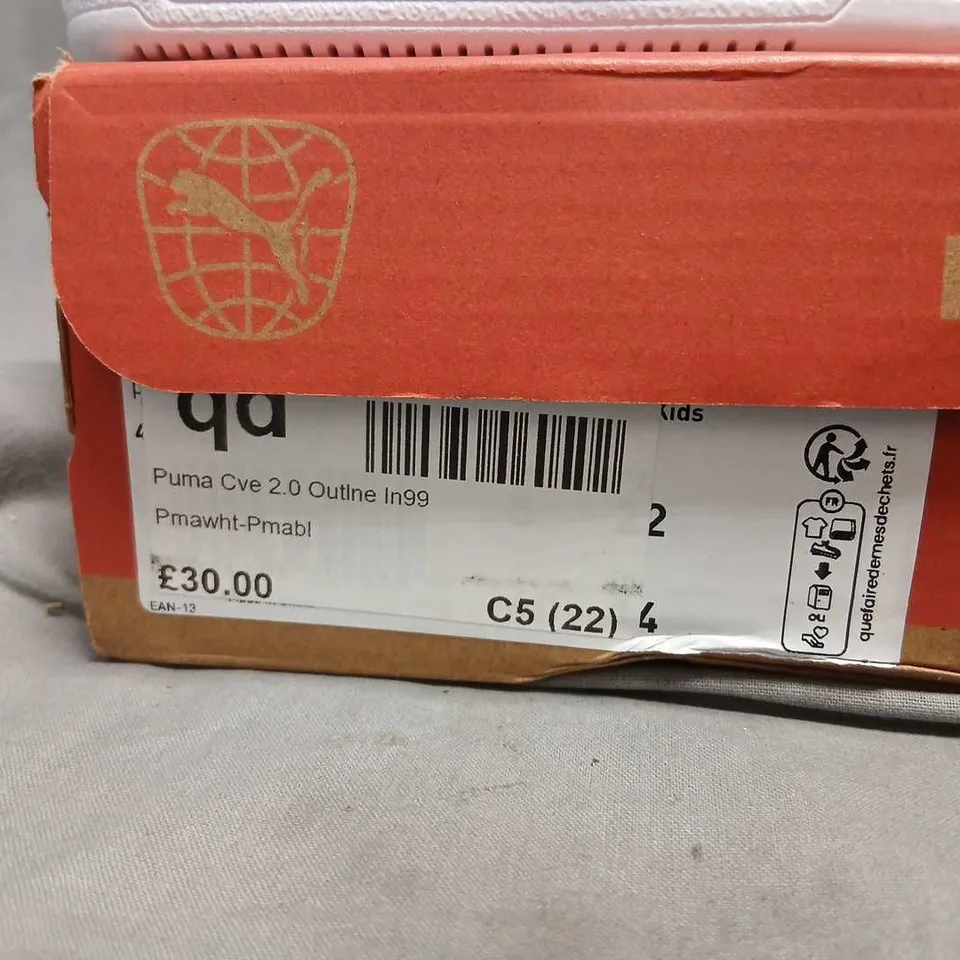 PUMA KIDS' WHITE TRAINERS – CLYDE 2.0 OUTLINE, WITH TAG