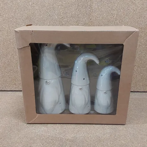 5 X BOXED SET OF 3 LIGHT UP CERAMIC GONKS 