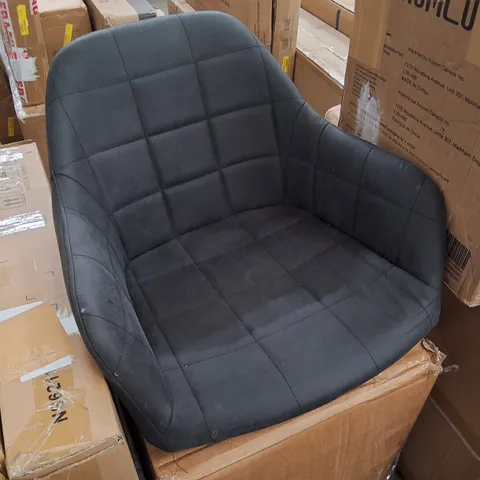 BOXED UPHOLSTERED BLACK ARMCHAIR