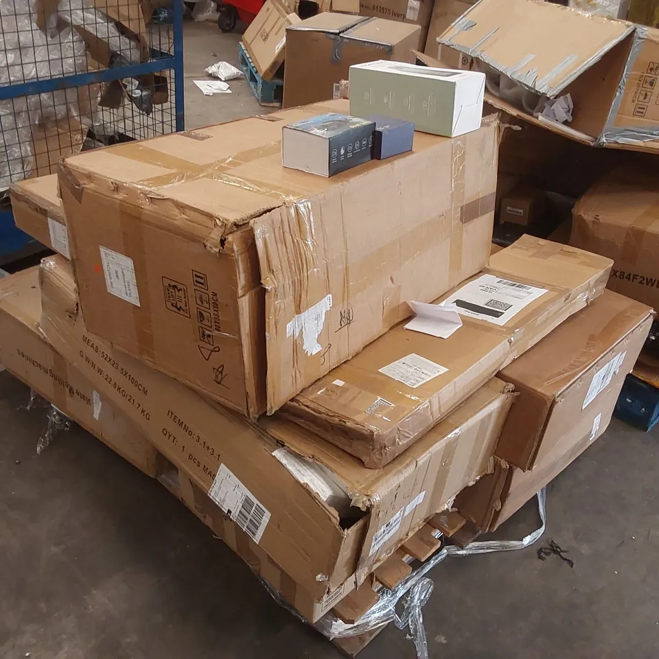 PALLET CONTAINING A LARGE ASSORTMENT OF CONSUMER PRODUCTS INCLUDING: CHOCOLATE MELTING MACHINE, VEHICLE BLACKBOX DVR CAMERA, MOMCOZY PORTABLE WARMER, ZF-M610 RECHARGEABLE HEARING AIDS ECT