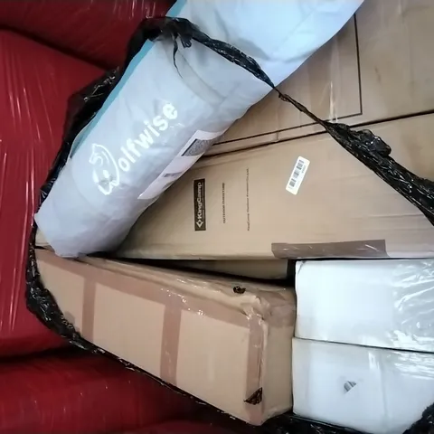 PALLET OF ASSORTED ITEMS INCLUDING WOLFWISE, KING CAMP OUTDOOR FURNITURE, ALPHA CAMP, TROTRONIC AIR PURIFIER