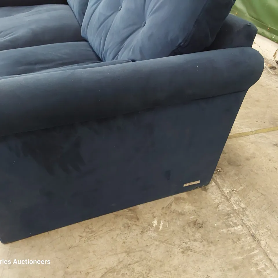 QUALITY BRITISH DESIGNER LOUNGE Co. THREE SEATER SOFA PLUSH NAVY FABRIC 