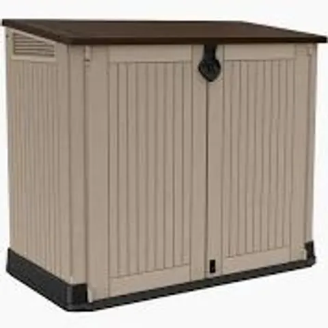 BOXED KETER STORE IT OUT MIDI 880L GARDEN STORAGE BOX -BEIGE/BROWN