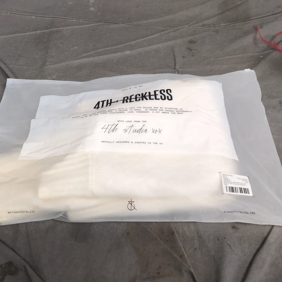 4TH & RECKLESS UK 14 CREAM  WOOL BLEND FUNNEL NECK CARDIGAN