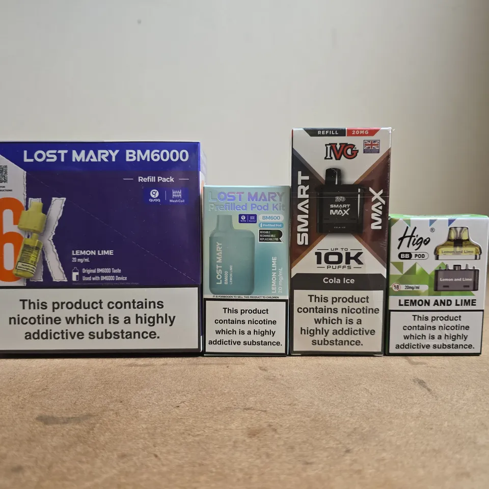 APPROXIMATELY 18 ASSORTED E-CIGARETTE AND VAPE PRODUCTS TO INCLUDE LOST MARY, IVG, ETC - COLLECTION ONLY